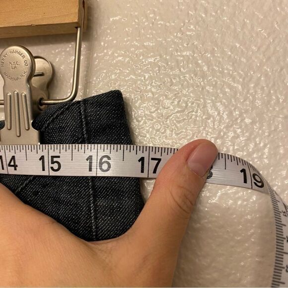 Maurices mid rise dark chambray blue jeans fabric button boot cut 7/8 Long - Picture 7 of 11